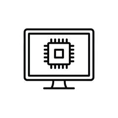 Poster - Computer Displaying CPU Chip Icon Represents Technology Hardware and Processing Power Symbolizing Innovation and Digital Advancement