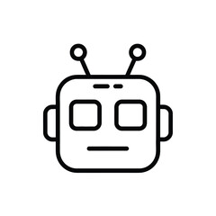 Poster - Simple Outlined Robot Head with Antennae Isolated on White a Classic Technology Design