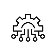 Poster - Machine learning and artificial intelligence concept with gear and circuit board features combined for a modern look