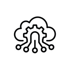 Poster - Cloud Computing Technology with Cogwheel and Circuit Board Elements Represents Data Networking