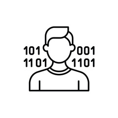 Poster - Person surrounded by binary code representing a data specialist, computer scientist, coder, programmer, or developer