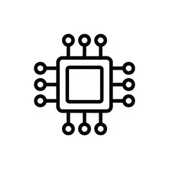 Poster - Schematic Icon Illustration of a Microchip Technology with Computer Circuitry Bold Design