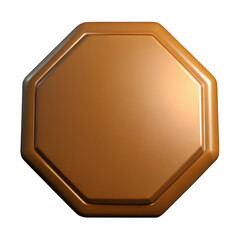 Poster - A metallic bronze octagonal shape with a beveled edge and subtle texture isolated on transparent background