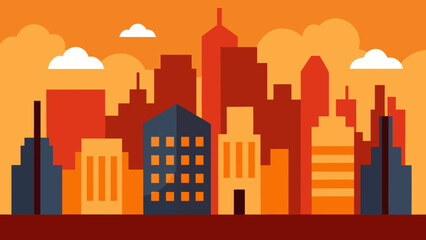 Modern Urban City Background a Flat Digital Illustration