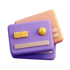 Poster - Stylized 3d rendering of two pastel colored credit cards with embossed elements isolated on transparent background