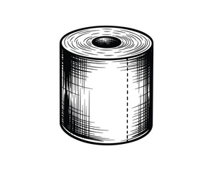 Poster - Cylindrical Roll Sketch Illustration, Hand Drawn Texture, Lines and Shading, Black and White Vector Illustration.