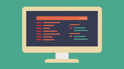 Modern Computer Screen With Code Programming Digital Development Interface