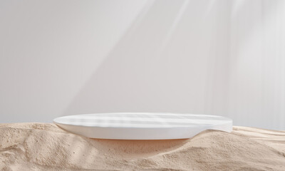 Wall Mural - podium for product presentation. Natural beauty pedestal, relaxation and health, 3d illustration
