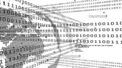 Poster - When dotted globe appearing, binary streams flowing and code snippets showing data channel growth