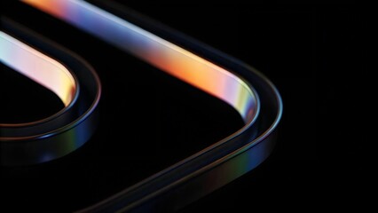 Poster - Iridescent Edge – Curved Glass Surface, Rainbow Reflection, Gloss Texture, Abstract Gradient, Dark Background, Conceptual Close-Up