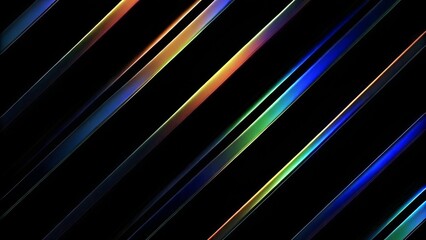 Poster - Chromatic Veil – Diagonal Color Beams, Prism Reflections, Abstract Light Spread, Dark Background, Conceptual Gradient Flow