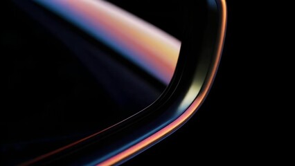 Poster - Reflective Horizon – Metallic Flow, Blue-Orange Gradient, Conceptual Surface, Abstract Close-up, Moody Lighting, Gloss Detail, Dark Background