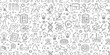 © mukhlison id - Seamless pattern with hand-drawn science and education icons. Vector background with chemistry and biology doodles for research.