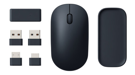 Poster - Black computer mouse and white mousepad, a modern workspace essential for enhanced productivity.