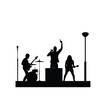 © SourceOfPhotos - Silhouette Street Band Performing Music Under Cityscape Vector Illustration Design