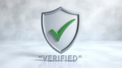 Aufkleber - Verified Security Shield 3D Render of Green Checkmark in Silver Shield