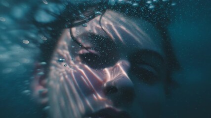 Poster - Exploring underwater serenity as bubbles rise and light filters through the depths