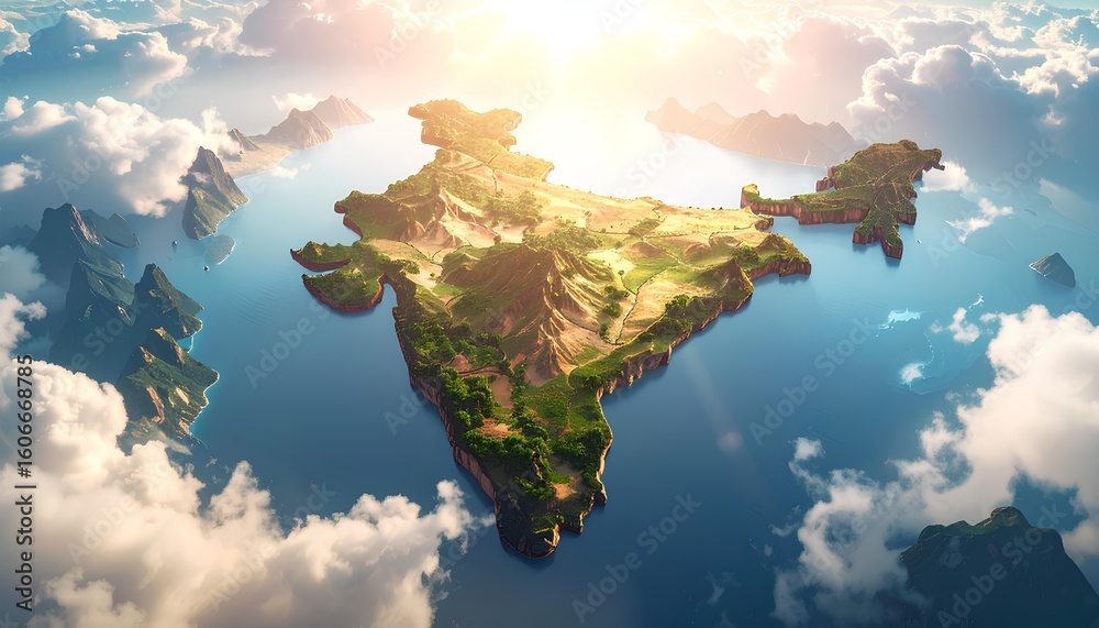 Aerial View Of A Country Pixel Art Map Exhibiting Diverse Landscapes ...
