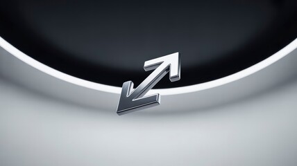 Aufkleber - Abstract Metallic Arrows Zoom In/Out Symbol on Modern Background