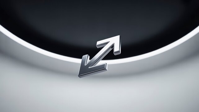 Abstract Metallic Arrows Zoom In/Out Symbol on Modern Background