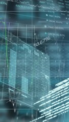 Poster - Animation of connected dots with multiple graphs over trading board on grid pattern