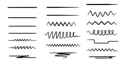 Aufkleber - Set of Hand Drawn Doodle Lines Design Elements Collection Black Isolated Vector Illustration