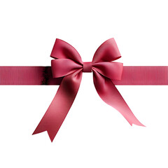 Poster - A beautifully crafted red ribbon bow with elegant folds and a glossy high sheen finish centered on a clean isolated white background for a refined minimalist aesthetic