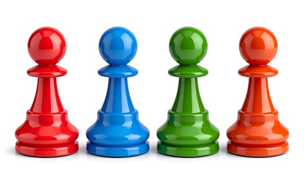 Four colorful game pieces in a row
