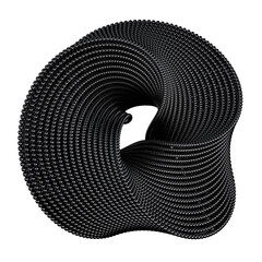 Poster - Abstract carbon twisted shape 3D structure isolated. Futuristic repeating atom structure of black cloned spheres