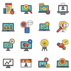 Poster - Colorful Vector Icons Depicting Technology Business and Communication Concepts.