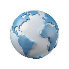 Poster - Stylized 3d representation of planet earth with continents and oceans isolated on transparent background