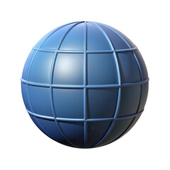 Poster - A stylized blue sphere with a grid pattern representing a planet or globe isolated on transparent background
