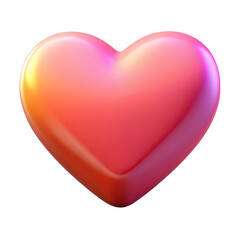 Poster - Smooth glossy 3d rendered heart shape with warm gradient lighting isolated on transparent background