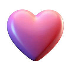 Poster - A smooth glossy heart shape with a gradient of pink and purple hues isolated on transparent background