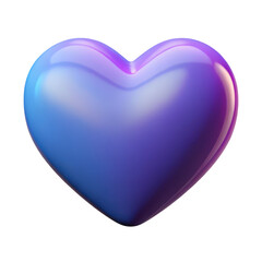 Poster - Glossy gradient heart shape with smooth reflective surface isolated on transparent background