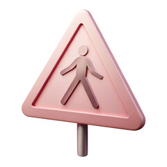Poster - 3d rendering of a pedestrian crossing warning sign with a stylized human figure isolated on transparent background