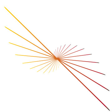 Abstract radial composition with sharp linear spokes in warm gradient tones on white