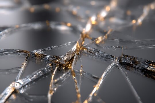 Broken Glass with Gold Accents