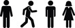 © Wajid - Vector art of a set of simple stick figure icons isolated on white background, representing diverse people and genders for signage and wayfinding