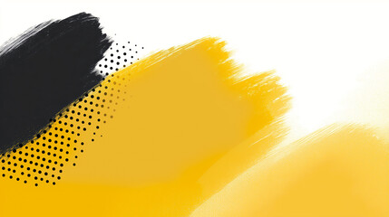 Poster - Abstract watercolor illustration featuring bold strokes of black and vibrant yellow, creating a dynamic visual contrast with a soft gradient background for artistic design purposes