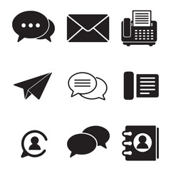 Poster - Communication Methods Graphic Black and White Icons Communication and Connection Symbols Representing Different Ways to Communicate and Stay in Touch