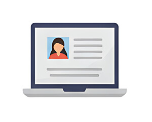 Poster - Laptop screen displaying a profile picture and text, representing online information.