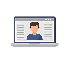 Poster - Laptop displaying a faceless person icon on a website or application interface.