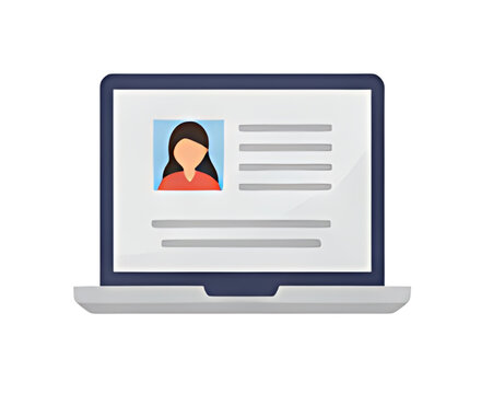 Laptop screen displaying a profile picture and text, representing online information.