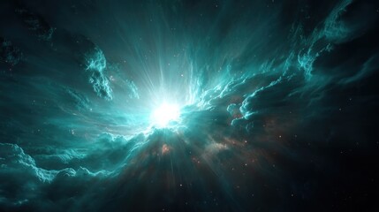Wall Mural - Cosmic nebula light rays