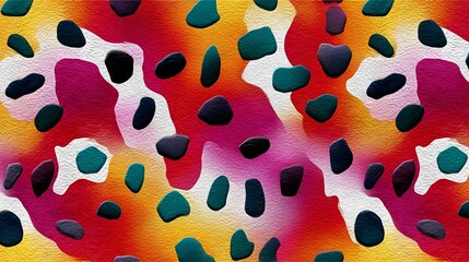 Poster - Colorful, abstract painting with a lot of small dots and rocks. The painting has a lot of different colors and textures, and it looks like it could be a piece of abstract art