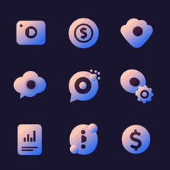 Aufkleber - Collection of nine modern gradient app icons depicting finance, media, communication, and settings, ideal for mobile applications and websites.