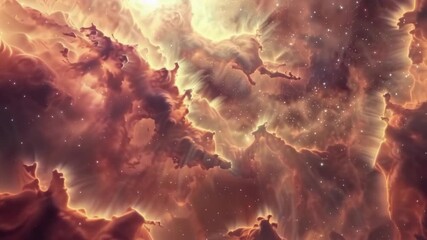 Wall Mural - Vivid nebula with vibrant colors of orange and red, set against a dark background. This is a cosmic landscape that might be part of the Milky Way galaxy.