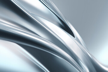 Wall Mural - abstract smooth metallic silver curves with futuristic glossy reflective surface and sleek flowing d