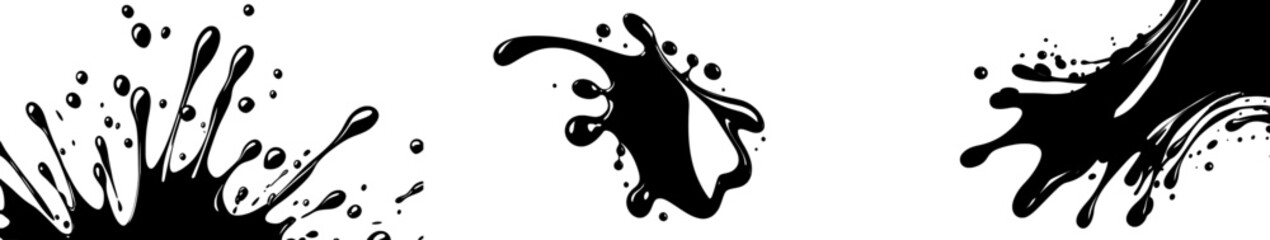 Poster - The modern illustration consists of a white background with black spots of paint and a frame made of grunge paint